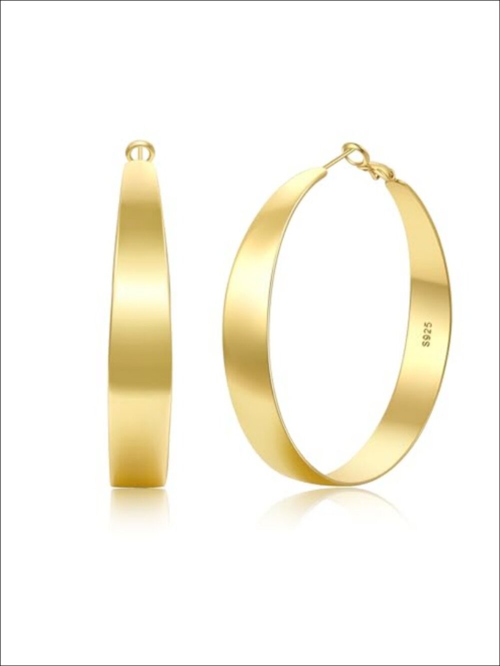 14K Gold Plated 925 Sterling Silver Hoop Earrings Hypoallergenic